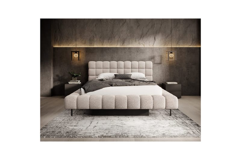 Polstret seng Eltap Magentta - 160x200 cm, Royal 18, Beige - Møbler - Senge - Seng med opbevaring