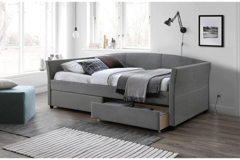 Prunet Sengeramme 90x200 cm - Grå/Sort - Møbler - Senge - Seng med opbevaring