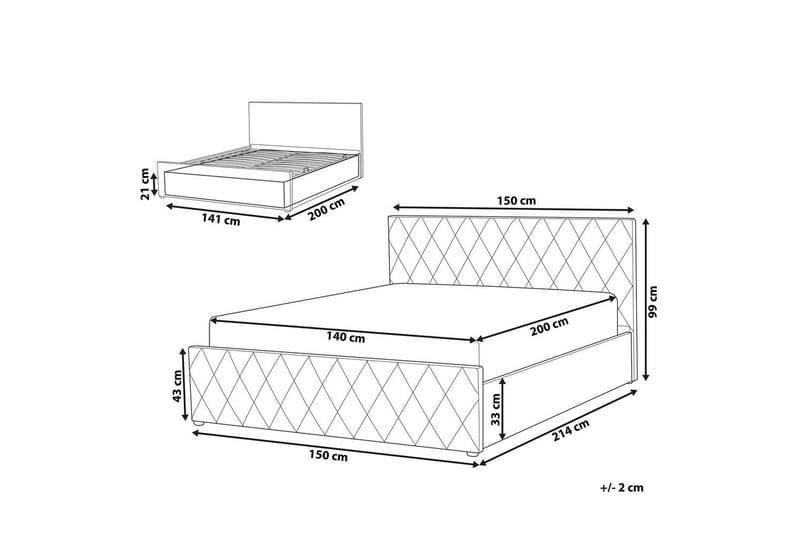Seng med opbevaring Rochefort - Beige, 140x200 cm - Møbler - Senge - Sengeramme & sengestel