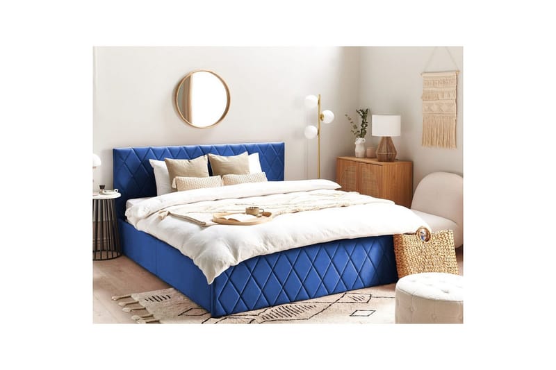 Seng med opbevaring Rochefort - Blå, 180x200 cm - Møbler - Senge - Sengeramme & sengestel
