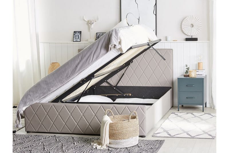 Rochefort Opbevaringsseng 140x200 cm - Kunstlæder/Grå - Møbler - Senge - Seng med opbevaring