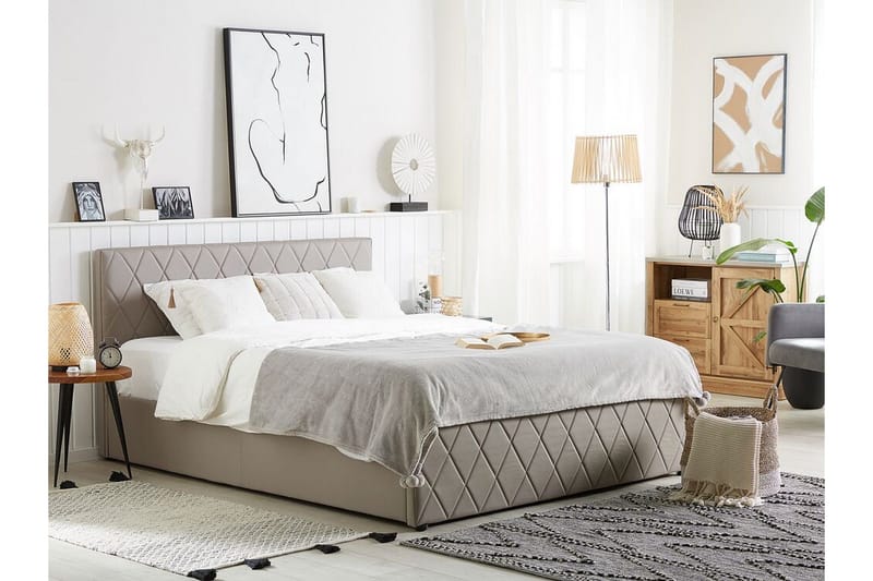 Rochefort Opbevaringsseng 140x200 cm - Kunstlæder/Grå - Møbler - Senge - Seng med opbevaring