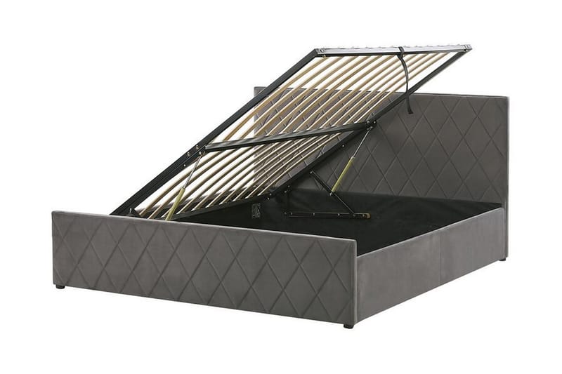 Rochefort Opbevaringsseng 140x200 cm - Velour/Grå - Møbler - Senge - Seng med opbevaring