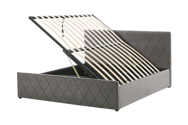 Rochefort Opbevaringsseng 140x200 cm - Velour/Grå - Møbler - Senge - Seng med opbevaring