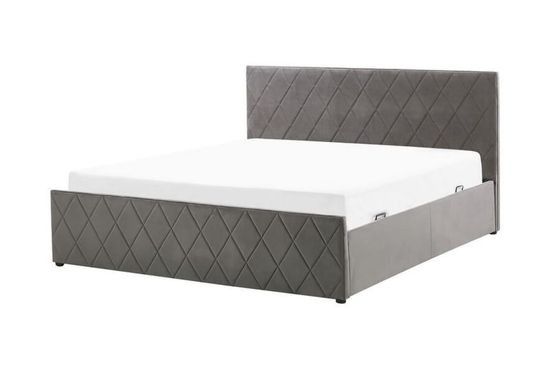 Rochefort Opbevaringsseng 160x200 cm - Velour/Grå - Møbler - Senge - Seng med opbevaring