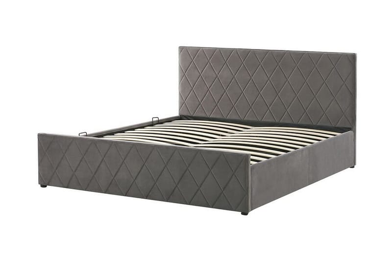Rochefort Opbevaringsseng 160x200 cm - Velour/Grå - Møbler - Senge - Seng med opbevaring