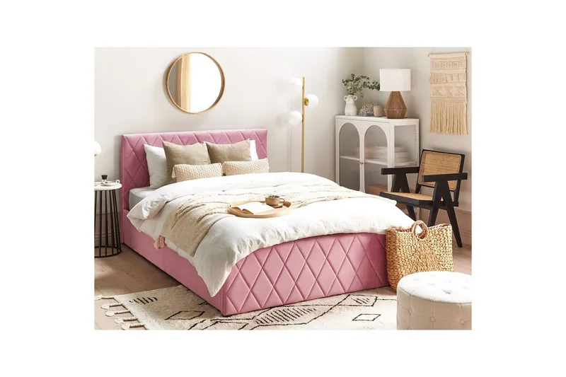 Seng med opbevaring Rochefort - Rosa, 140x200 cm - Møbler - Senge - Sengeramme & sengestel