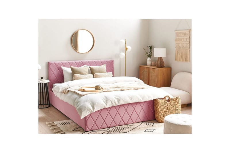 Seng med opbevaring Rochefort - Rosa, 160x200 cm - Møbler - Senge - Sengeramme & sengestel