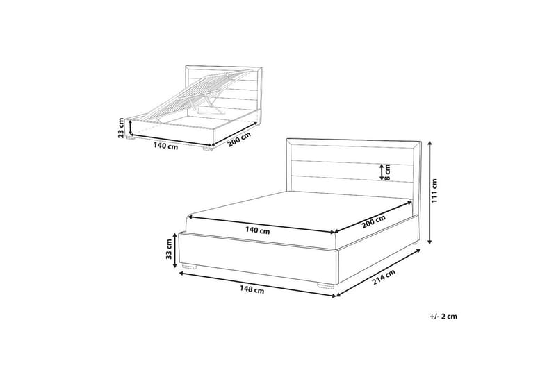 Seng med opbevaring Rouen - Grå, 140x200 cm - Møbler - Senge - Sengeramme & sengestel
