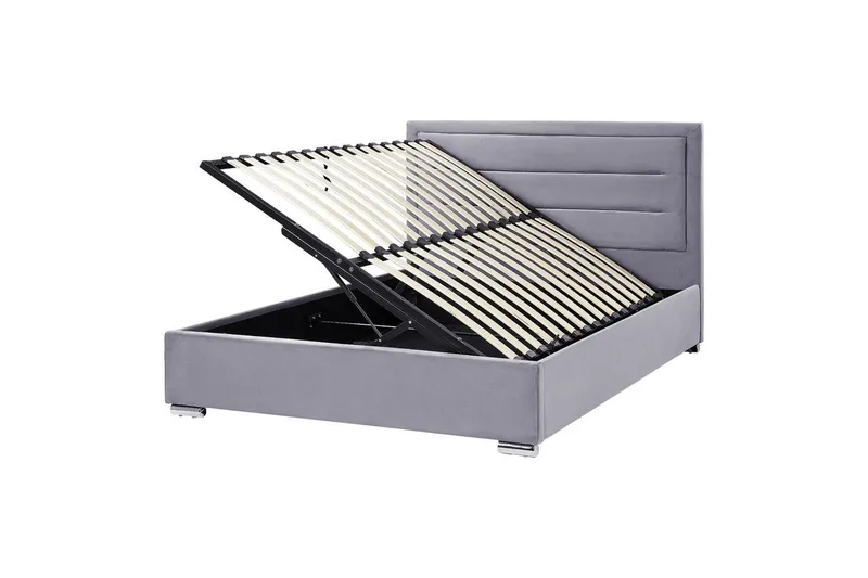 Seng med opbevaring Rouen, Grå, 160x200 cm