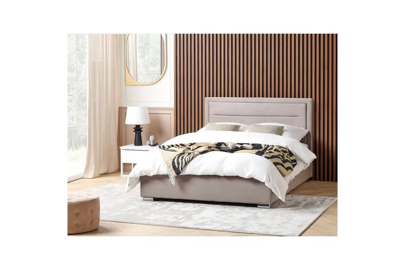Seng med opbevaring Rouen - Taupe, 160x200 cm - Møbler - Senge - Sengeramme & sengestel