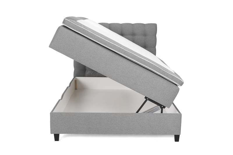 Royal Box Bed 140x200 - Lysegrå - Komplet sengepakke - Kontinentalsenge - Dobbeltsenge