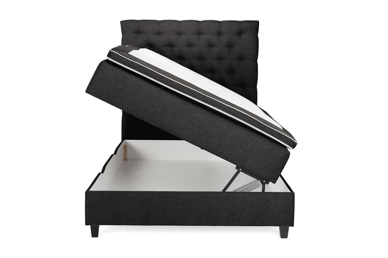 Royal Box Bed 140x200 - Mørkegrå - Komplet sengepakke - Kontinentalsenge