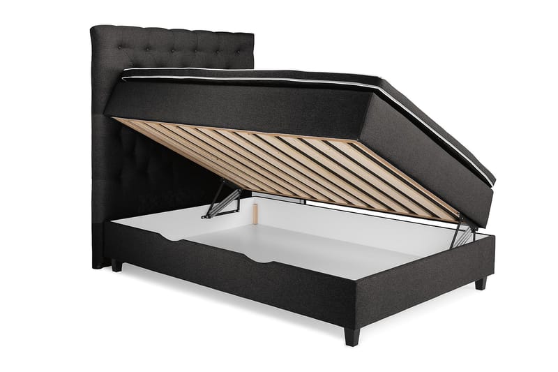 Royal Box Bed 140x200 - Mørkegrå - Komplet sengepakke - Kontinentalsenge
