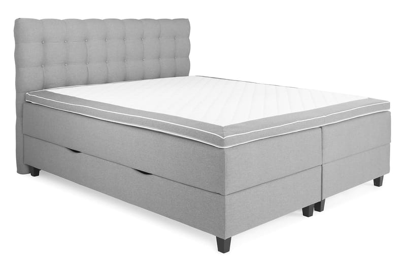Royal Box Bed 180x200 cm - Lysegrå - Komplet sengepakke - Kontinentalsenge - Dobbeltsenge