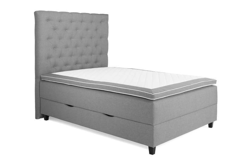 Royal Box Bed Komplet Sengepakke 140x200 - Lysegrå - Dobbeltsenge - Komplet sengepakke - Kontinentalsenge