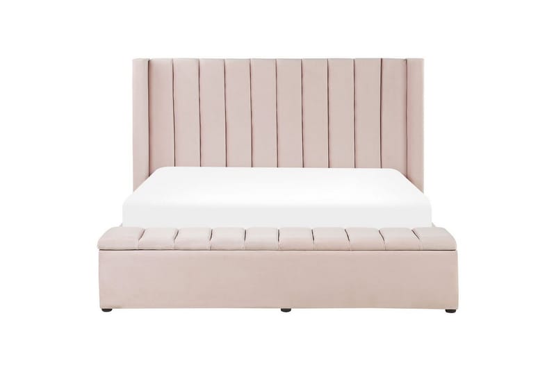Säng med förvaringsbänk Beliani Noyers Beige, 160x200 cm Rose 180x200 - Møbler - Senge - Familieseng