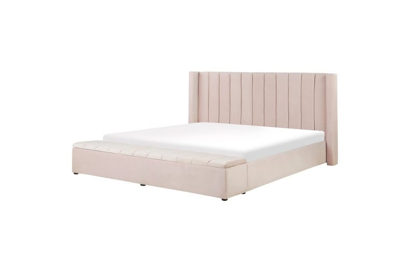 Säng med förvaringsbänk Beliani Noyers Beige, 160x200 cm Rose 180x200 - Møbler - Senge - Familieseng