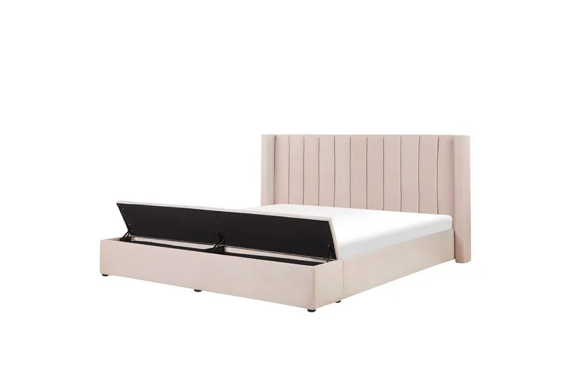 Säng med förvaringsbänk Beliani Noyers Beige, 160x200 cm Rose 180x200, undefined