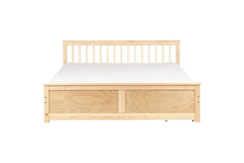 Säng med förvaringslådor Beliani Olendon Ljus trä, 140x200 cm, 2 Light colored wood 180x200 - Møbler - Senge - Seng med opbevaring