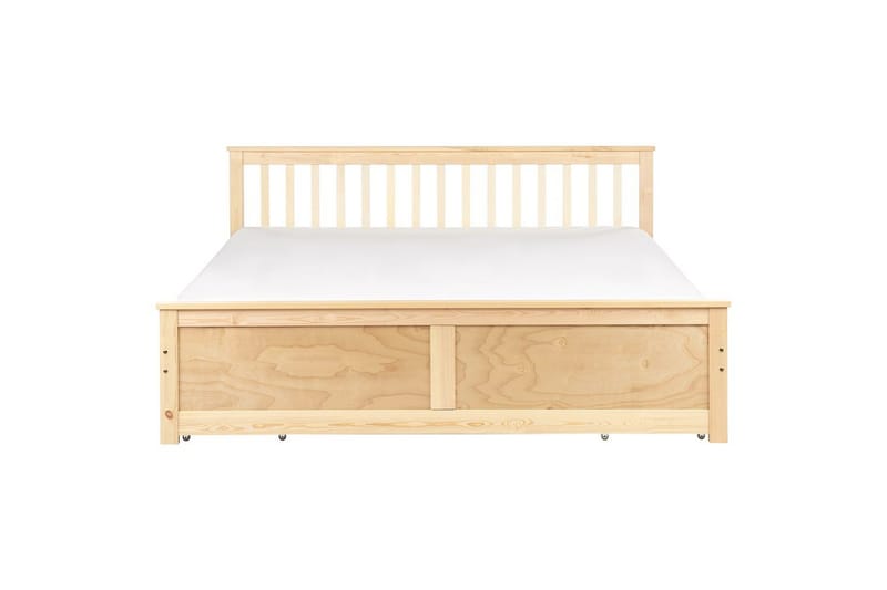 Säng med förvaringslådor Beliani Olendon Ljus trä, 140x200 cm, 4 Light colored wood 180x200 - Møbler - Senge - Seng med opbevaring
