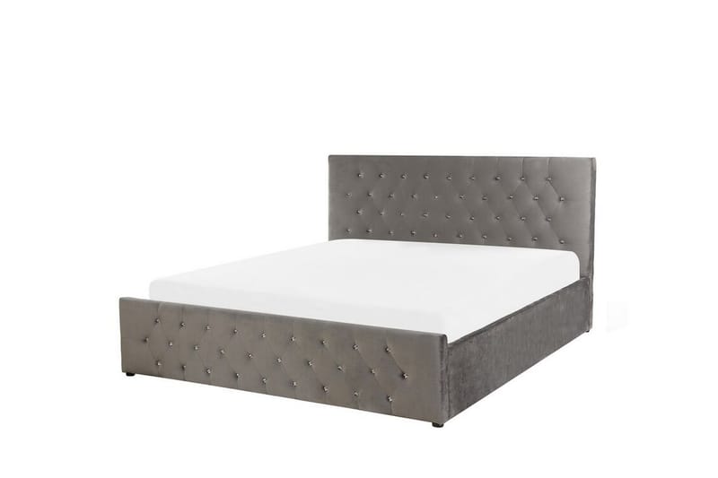 Saleux Opbevaringsseng 140x200 cm - Velour/Grå - Møbler - Senge - Seng med opbevaring