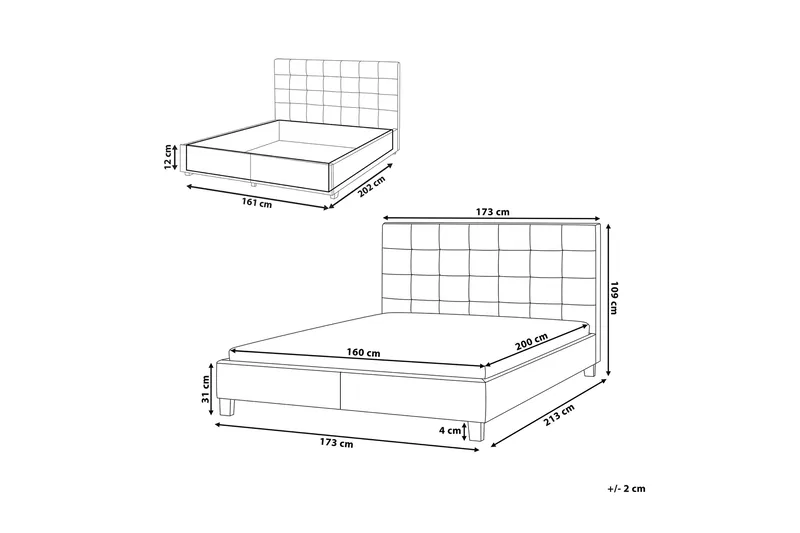Sandrick kontinentalseng med opbevaring 160x200 - Grå - Møbler - Senge - Seng med opbevaring