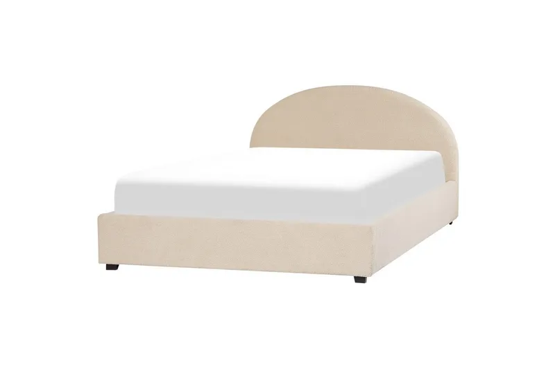 Seng med opbevaring Vaucluse - Beige/Bouclé, Beige/Boucléstof, 140x200 cm - Møbler - Senge - Sengeramme & sengestel