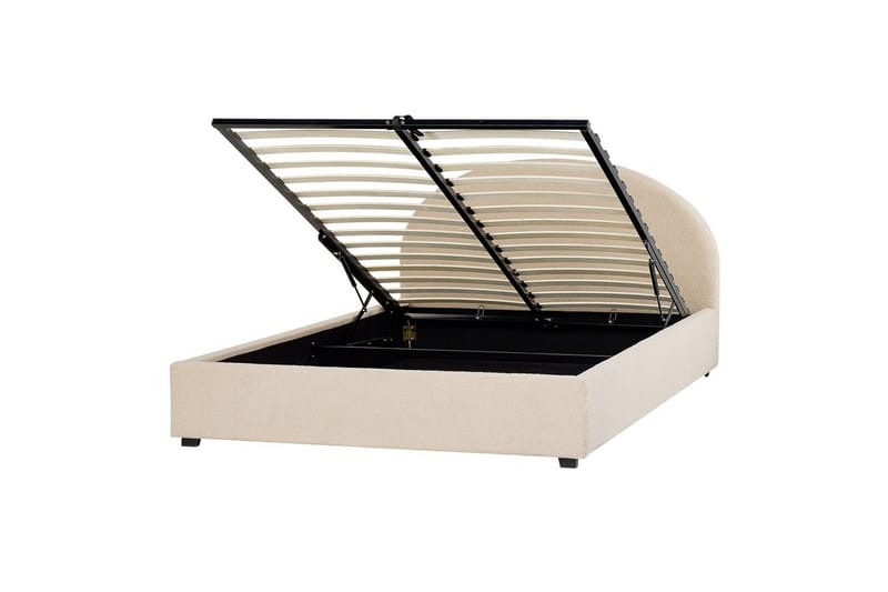 Seng med opbevaring Vaucluse - Beige/Bouclé, Beige/Boucléstof, 160x200 cm - Møbler - Senge - Sengeramme & sengestel