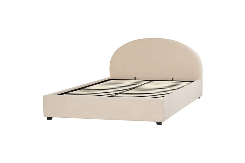 Seng med opbevaring Vaucluse - Beige/Bouclé, Beige/Boucléstof, 160x200 cm - Møbler - Senge - Sengeramme & sengestel