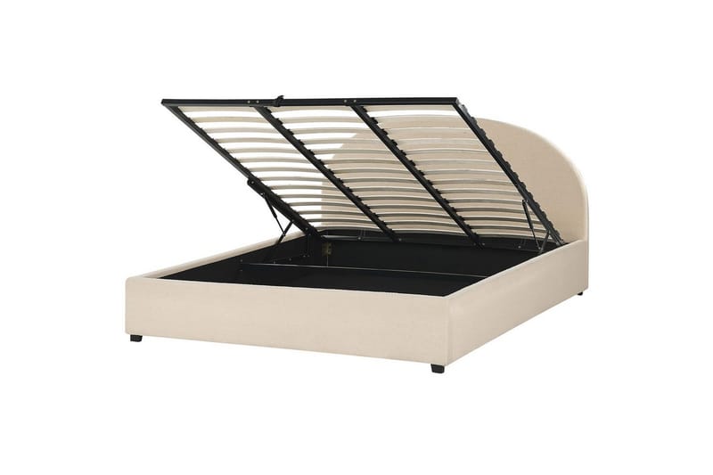 Seng med opbevaring Vaucluse - Beige/Bouclé, Beige/Boucléstof, 180x200 cm - Møbler - Senge - Sengeramme & sengestel