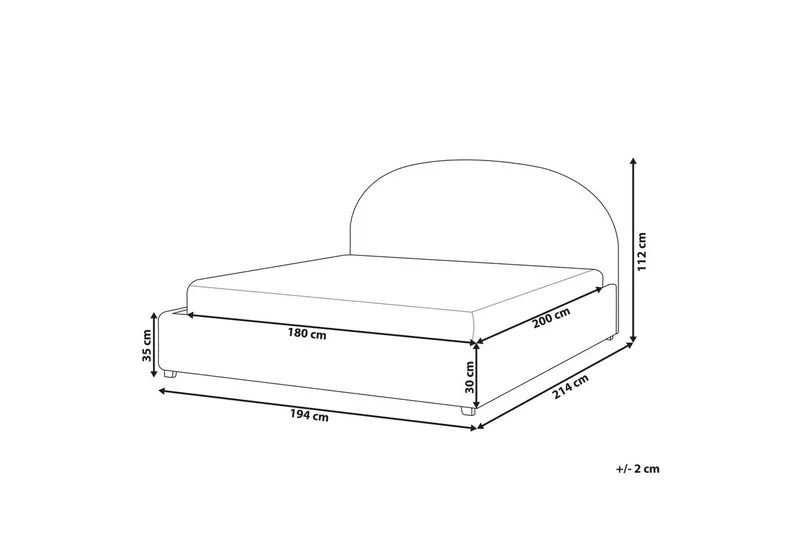 Seng med opbevaring Vaucluse - Beige/Bouclé, Beige/Boucléstof, 180x200 cm - Møbler - Senge - Sengeramme & sengestel