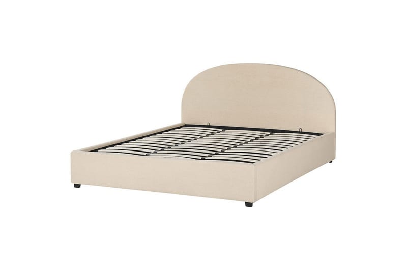 Seng med opbevaring Vaucluse - Beige/Bouclé, Beige/Boucléstof, 180x200 cm - Møbler - Senge - Sengeramme & sengestel