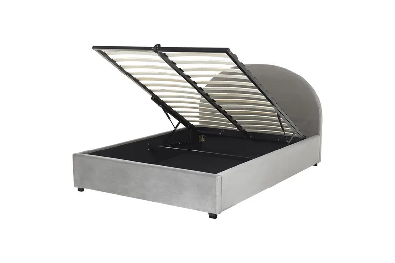 Seng med opbevaring Vaucluse, Lys grå/Velour, Lysegrå/Fløjl, Lysegrå/Velour, 160x200 cm