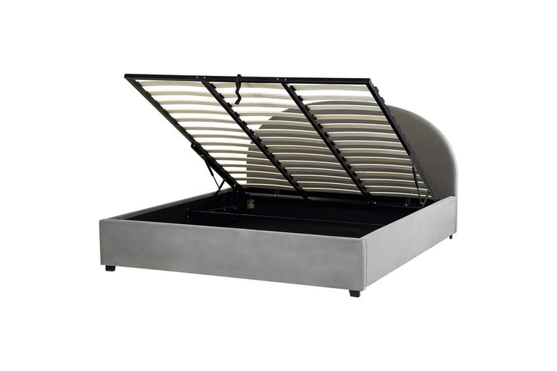 Seng med opbevaring Vaucluse - Lys grå/Velour, Lysegrå/Fløjl, Lysegrå/Velour, 180x200 cm - Møbler - Senge - Sengeramme & sengestel