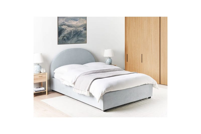 Seng med opbevaring Vaucluse - Lyseblå/polyester, Lyseblå/Polyester, Lys blå/Polyester, 140x200 cm - Møbler - Senge - Sengeramme & sengestel