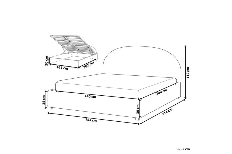 Seng med opbevaring Vaucluse - Lyseblå/polyester, Lyseblå/Polyester, Lys blå/Polyester, 140x200 cm - Møbler - Senge - Sengeramme & sengestel