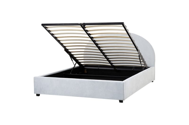 Seng med opbevaring Vaucluse - Lyseblå/polyester, Lyseblå/Polyester, Lys blå/Polyester, 160x200 cm - Møbler - Senge - Sengeramme & sengestel