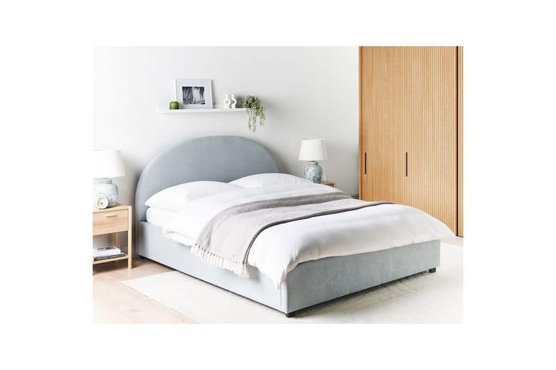 Seng med opbevaring Vaucluse - Lyseblå/polyester, Lyseblå/Polyester, Lys blå/Polyester, 160x200 cm - Møbler - Senge - Sengeramme & sengestel
