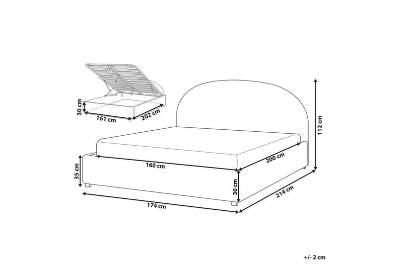 Seng med opbevaring Vaucluse - Lyseblå/polyester, Lyseblå/Polyester, Lys blå/Polyester, 160x200 cm - Møbler - Senge - Sengeramme & sengestel