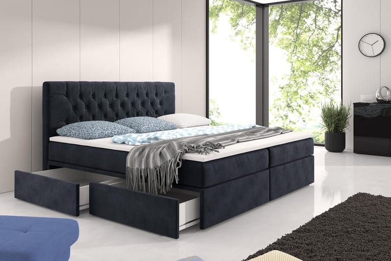 Velluto Komplett opbevaringsseng 180x200 - sort - Møbler - Senge - Seng med opbevaring