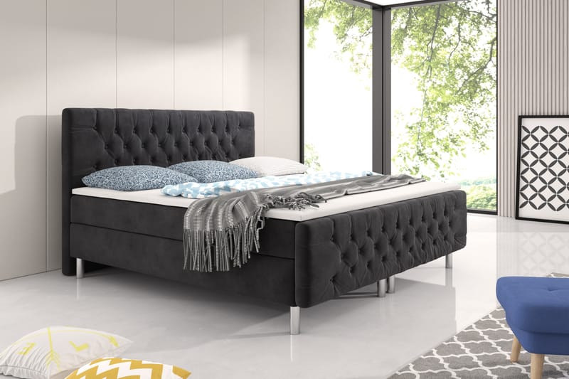 Velluto sengepakke 160x200 - sort - Møbler - Senge - Komplet sengepakke
