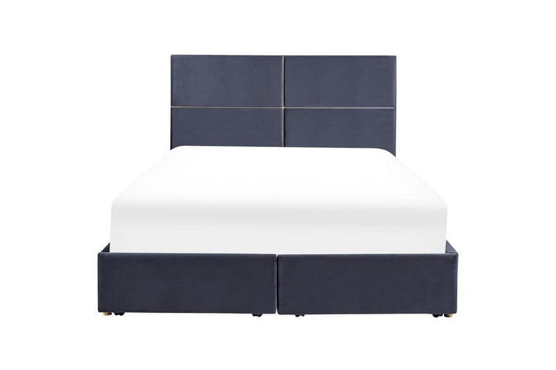 Seng med opbevaring Vernoyes - Sort, guld, 160x200 cm - Møbler - Senge - Sengeramme & sengestel