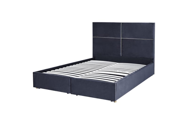 Seng med opbevaring Vernoyes - Sort, guld, 160x200 cm - Møbler - Senge - Sengeramme & sengestel