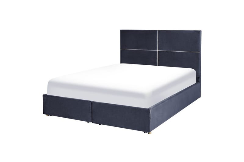 Seng med opbevaring Vernoyes - Sort, guld, 160x200 cm - Møbler - Senge - Sengeramme & sengestel