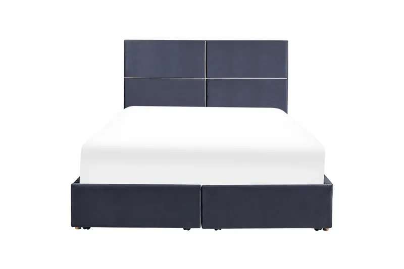 Seng med opbevaring Vernoyes - Sort, guld, 160x200 cm - Møbler - Senge - Sengeramme & sengestel