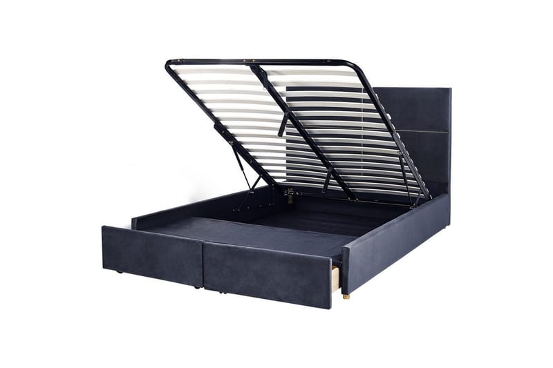 Seng med opbevaring Vernoyes, Sort, guld, 160x200 cm