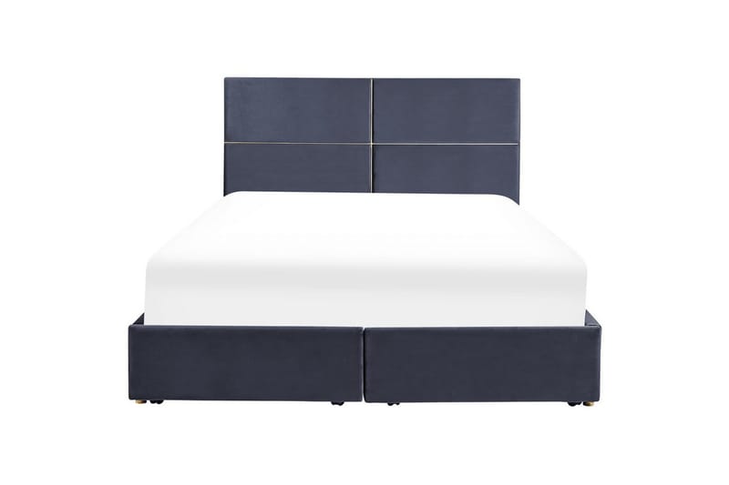 Seng med opbevaring Vernoyes - Sort, guld, 180x200 cm - Møbler - Senge - Sengeramme & sengestel