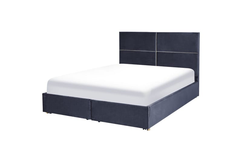 Seng med opbevaring Vernoyes - Sort, guld, 180x200 cm - Møbler - Senge - Sengeramme & sengestel