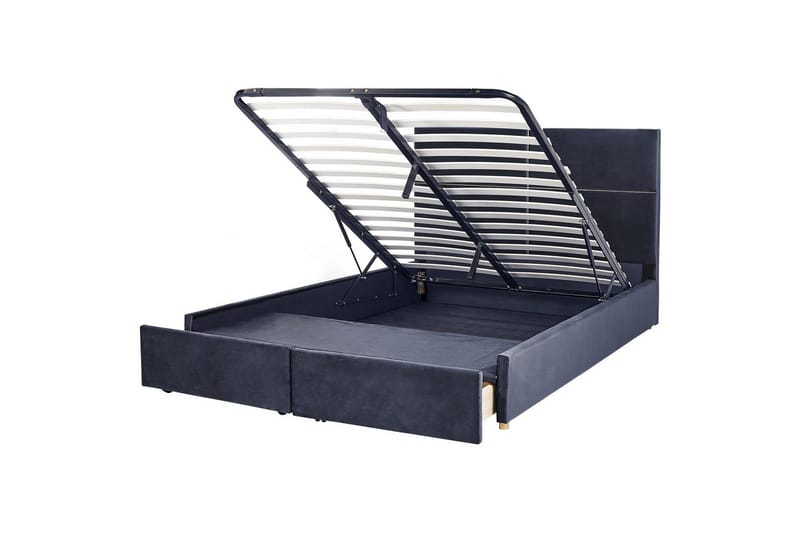 Seng med opbevaring Vernoyes, Sort, guld, 180x200 cm